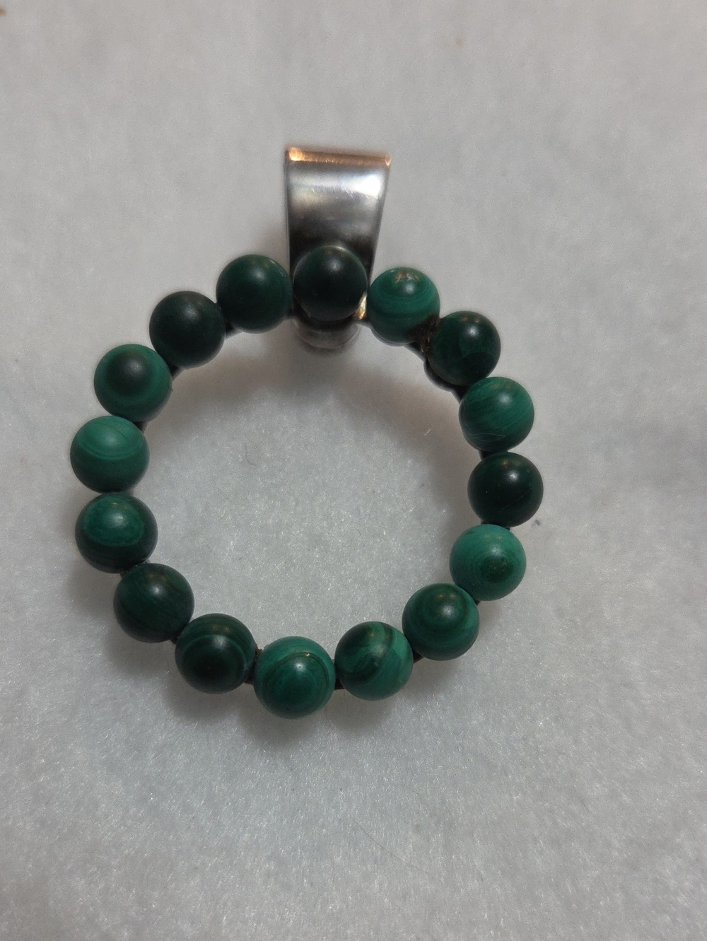 DRT, Green Malachite Beaded Circle Pendant